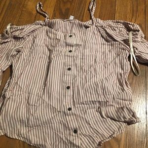 Never worn striped off the shoulder long sleeve